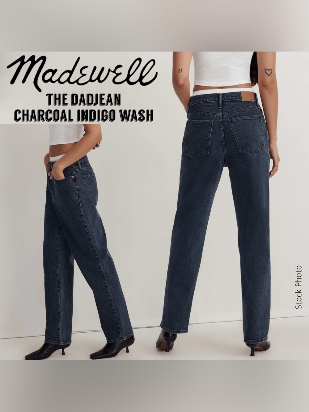 MADEWELL The Dadjean in Charcoal Indigo Wash Premium Comfort-Stretch Jeans (27) - Picture 15 of 17